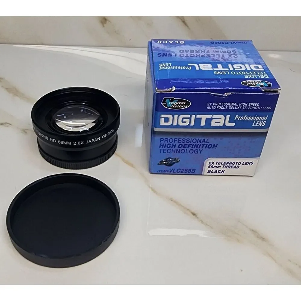 Digital Visions HD 58mm 2x Telephoto Lens Japan Optics VLC258B Black